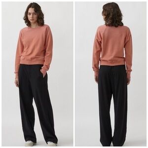 Re/Done Hanes Classic Raglan Crew Neck Sweatshirt Faded Clay Size Small